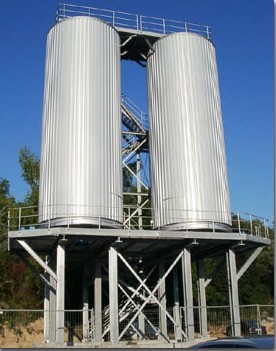 Klärschlammentwässerungs Siloanlage LKW-Unterfahrbar mit Treppenturm